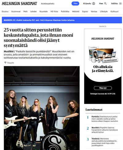 Muusikoiden.net Helsingin Sanomien haastattelussa